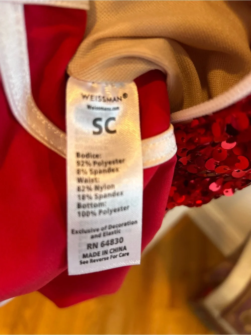 Weissman “Better Now” Red Sequin Dance Romper with White Trim - SC
